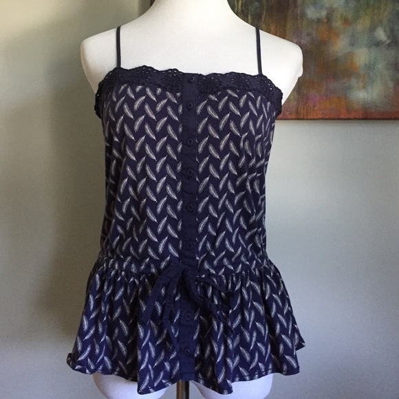 Blue Feather Print top Y2K - Picture 1 of 2